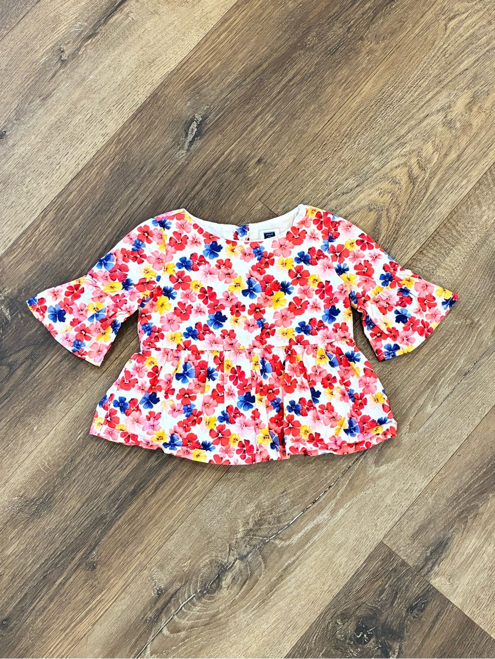 Janie & Jack Floral Top Shirt Lined Spring Summer Outfit Cotton 12-18m